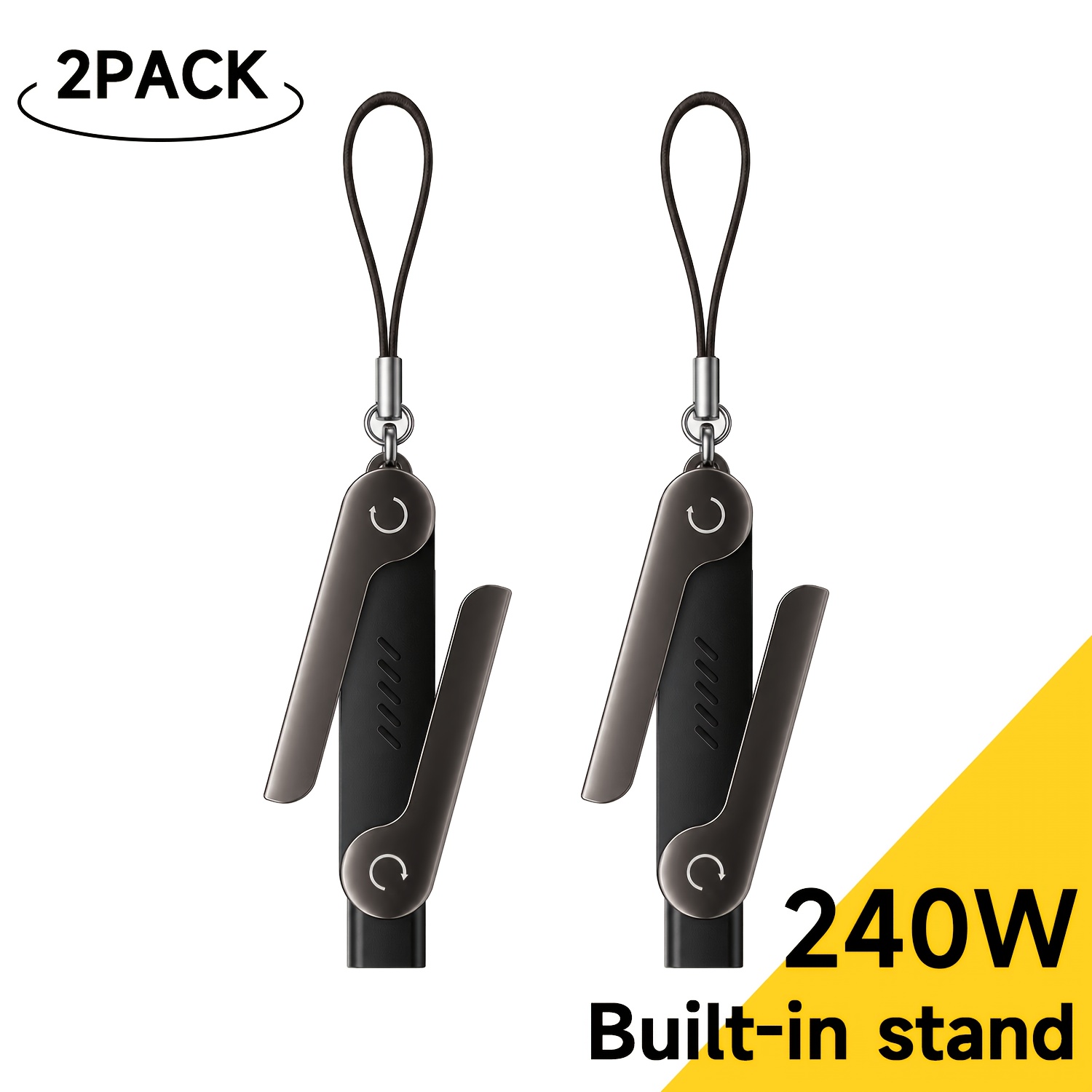 2pcs 240w Charging Foldable Stand Type-c Adapter, Right Angle Design Usb C To Type C Port Compatible With For Iphone 17 16 15 Pro , For , Oppo, Xiaomi And Other Usb-c Fast Charging Cable