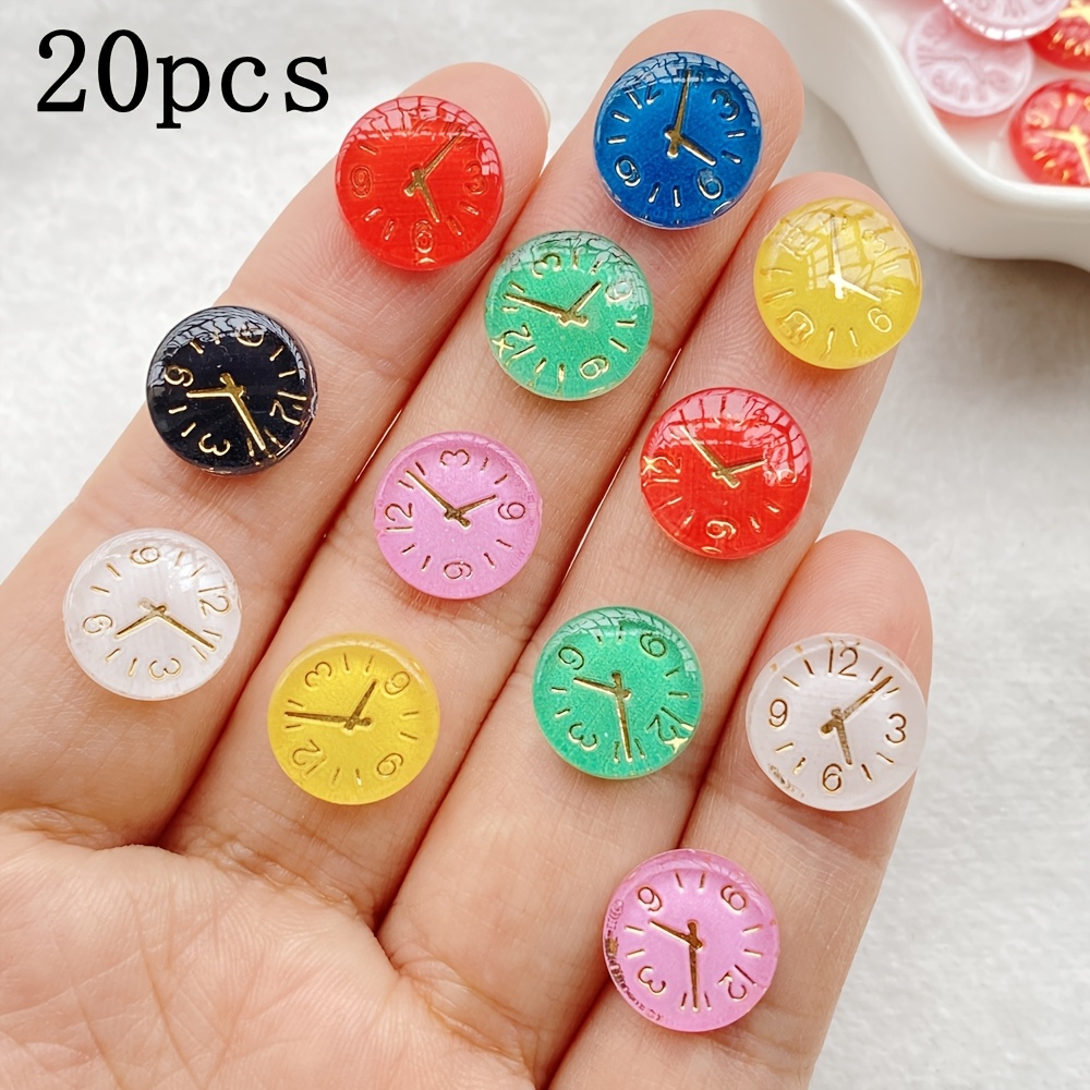 Image of 20/40pcs Cute Mini Multicolor Resin Circular Clock Nail Art Charms, For Nail Art, Jewelry Crafts, Wedding Decor And Scrapbooking Crafts