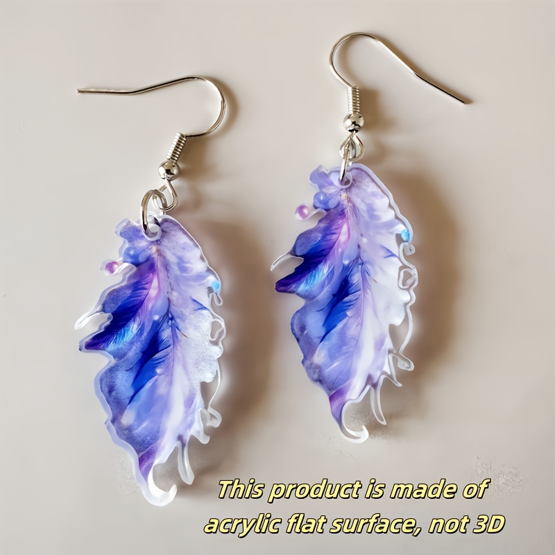Boho Style Acrylic Leaf Dangle Earrings Iron Ear Needle Non Feather for Women