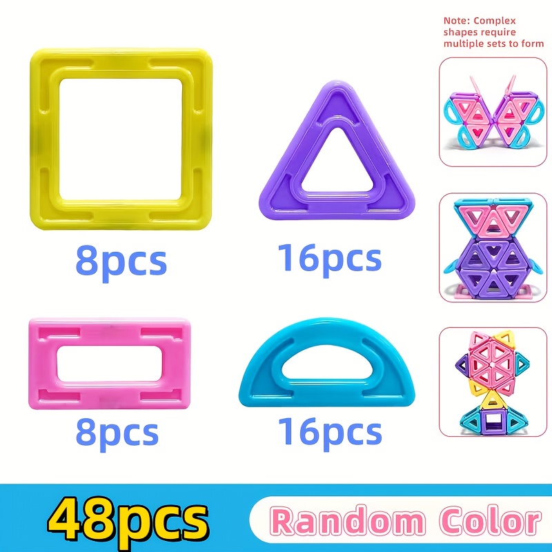 1 Set Large Macaron Magnetic Designer Building Blocks | Educational Magnet Blocks For Kids, Random Colors, Ideal For Christmas Stocking Fillers