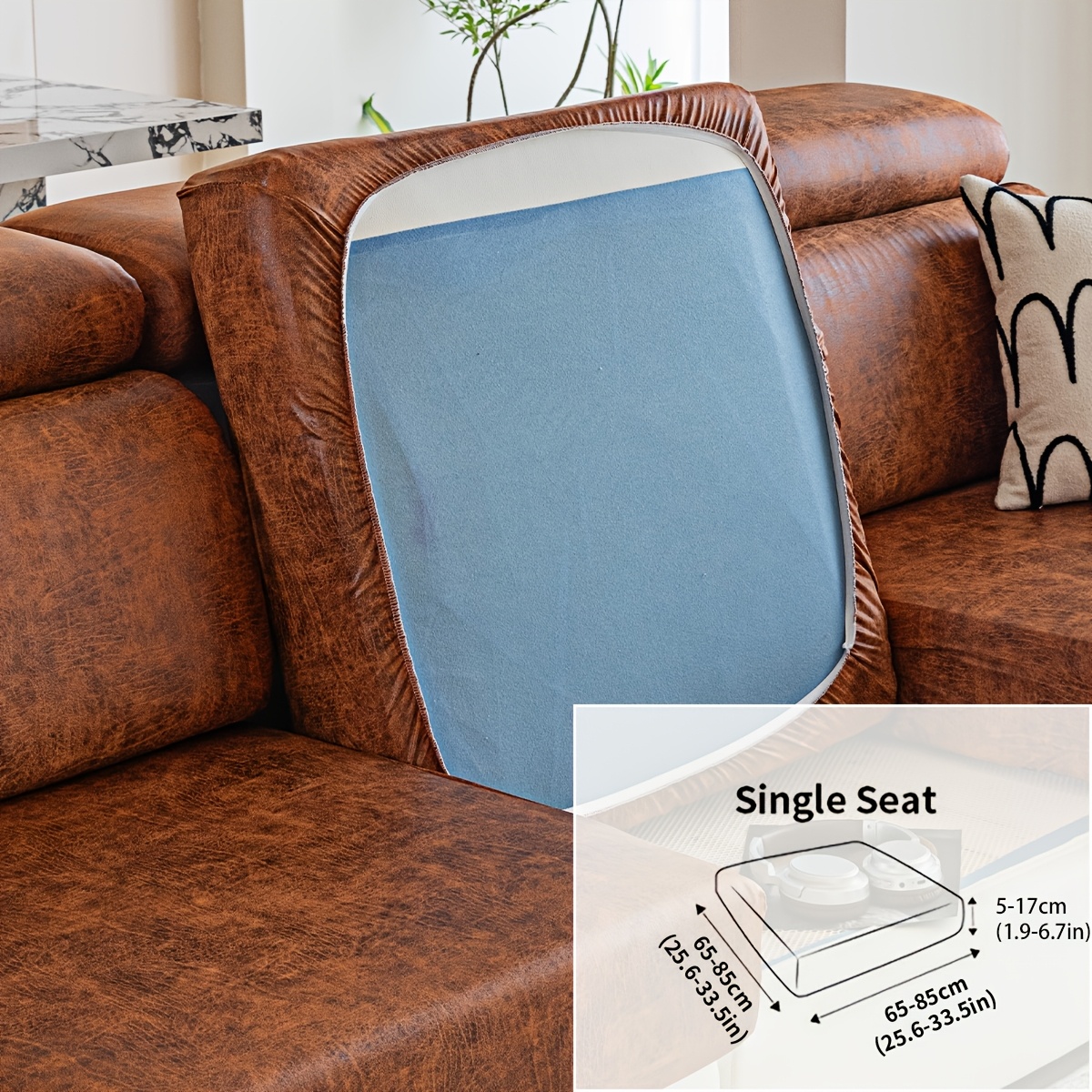 TEMU 1pc Of Faux Leather Tech Fabric Sofa Slipcover, Suitable For , Used For Living Room And Bedroom Decoration, Available In Multiple Sizes And