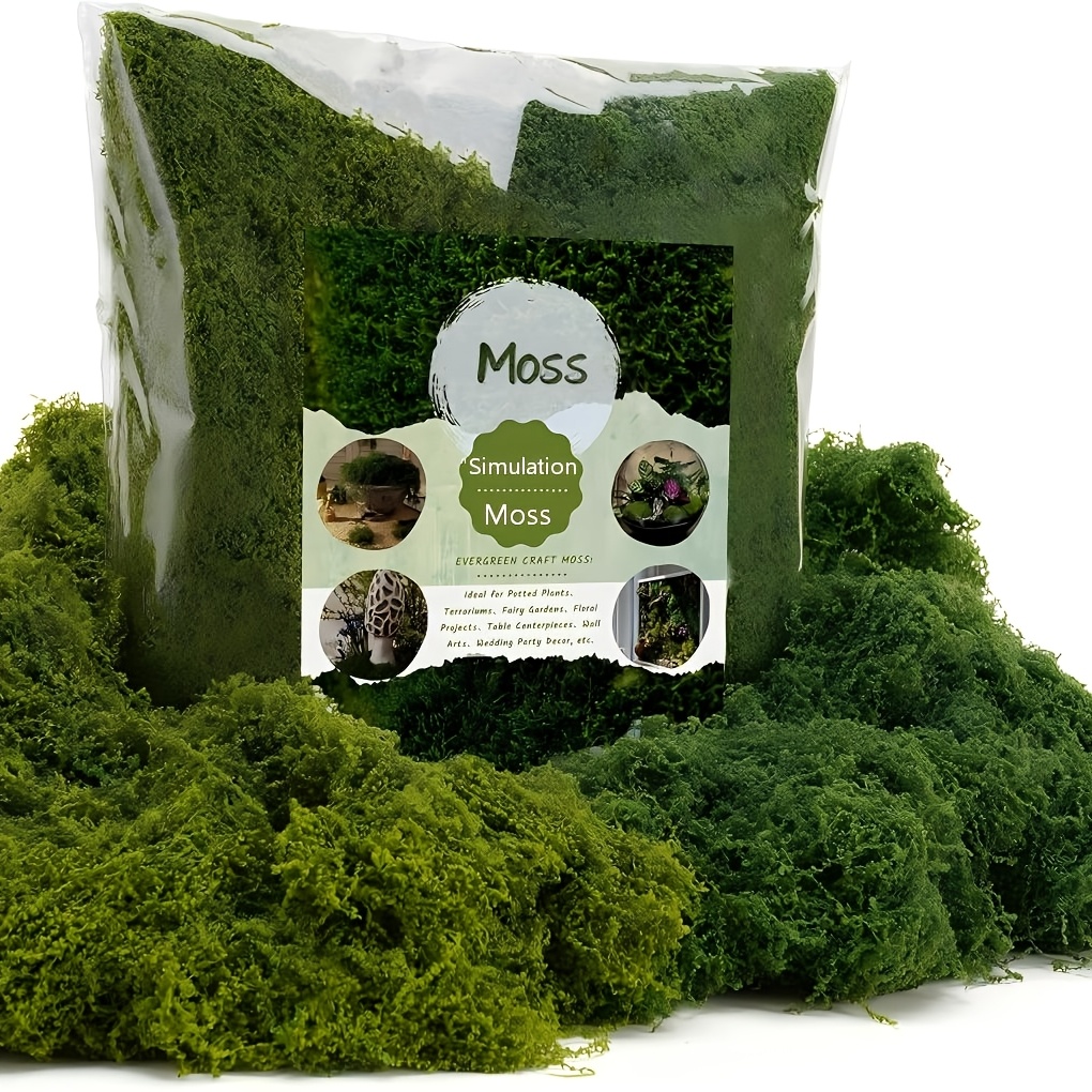 Image of 2 Packs Of Artificial Moss - Fake Handicrafts, Potted Plants, Fairy Tale Garden Decorations, Table , Wedding Party Decorations