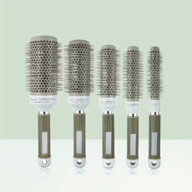 

1pc Round Styling Hair Comb Aluminum Tube Comb Roller Comb Round Hair Brush With Nylon Bristles