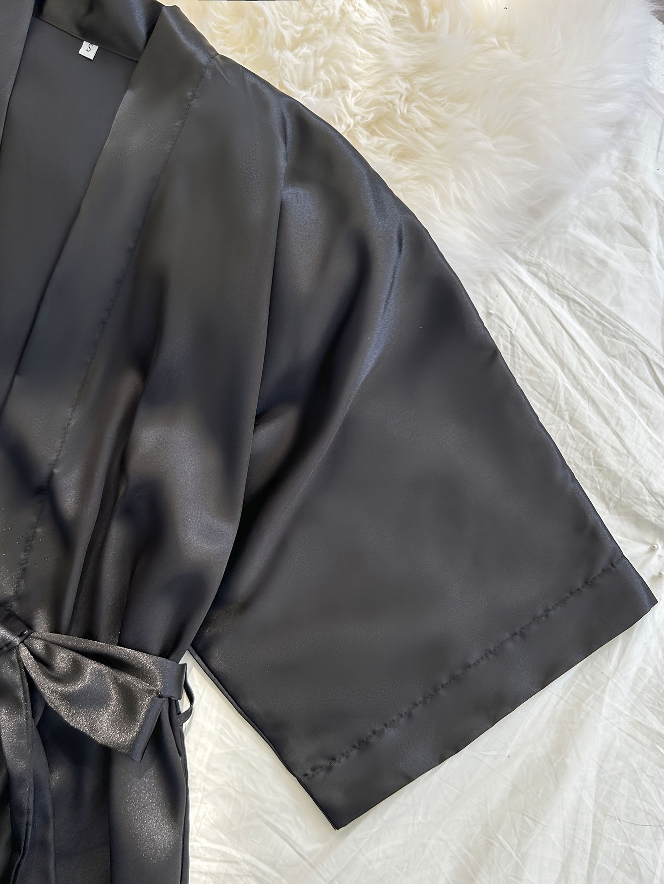 ensemble de pyjama à col toutes pour femmes - confortable, sexy, en polyester 4 pièces avec taille nouée et short à cordon, parfait pour lautomne et lhiver, vêtements de nuit automne-hiver | vêtements de nuit élégants | tissu en polyester Détails du produit 18