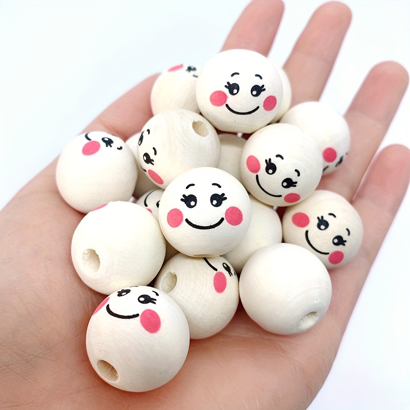 

30pcs Round Smiling Face Doll Head Pendants Loose Beads For Jewelry Making Diy Bracelet Necklace Earrings Beaded Charms Craft Supplies