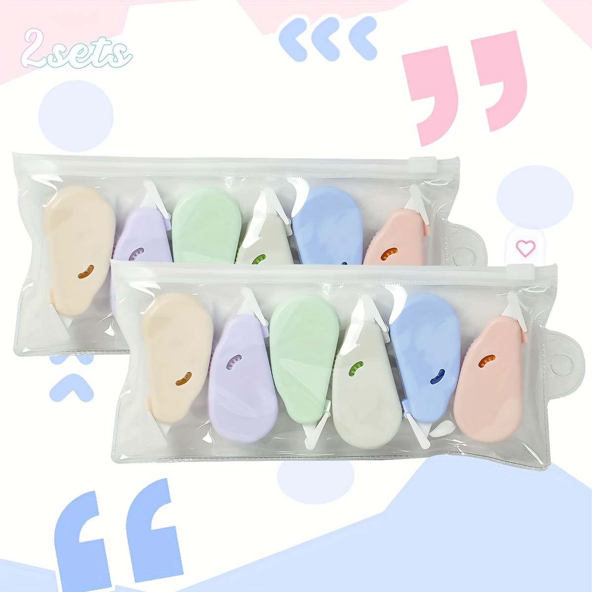 TEMU 2 Sets Of 12pcs Of Silent Correction Tape In , Adorable Design, User-friendly, Perfect For Fixing Anytime, Suitable For Office And Educational