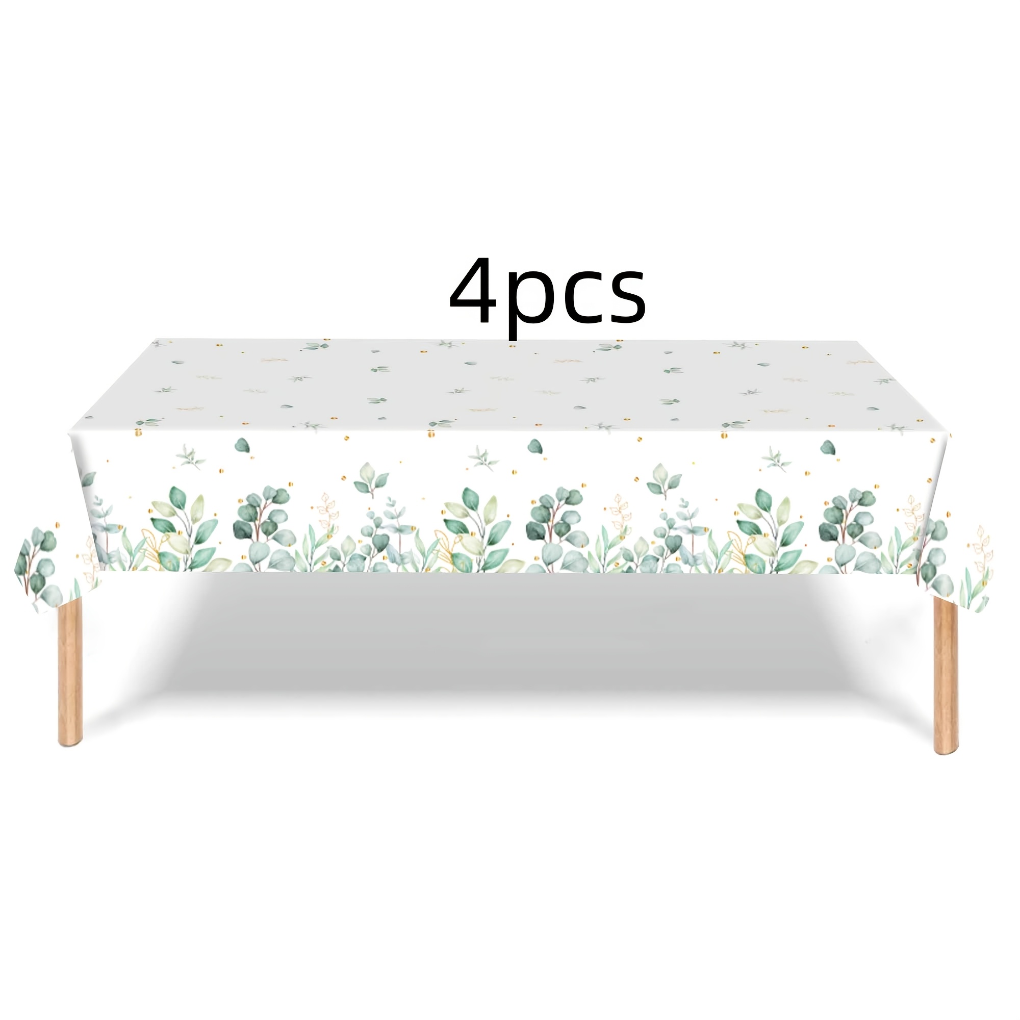 TEMU 4 Sage Green Tablecloths,wedding Decorations,summer Decoration,garden Decor For Outside,outdoor Decor, Plastic Eucalyptus Leaf Tablecloths, Used