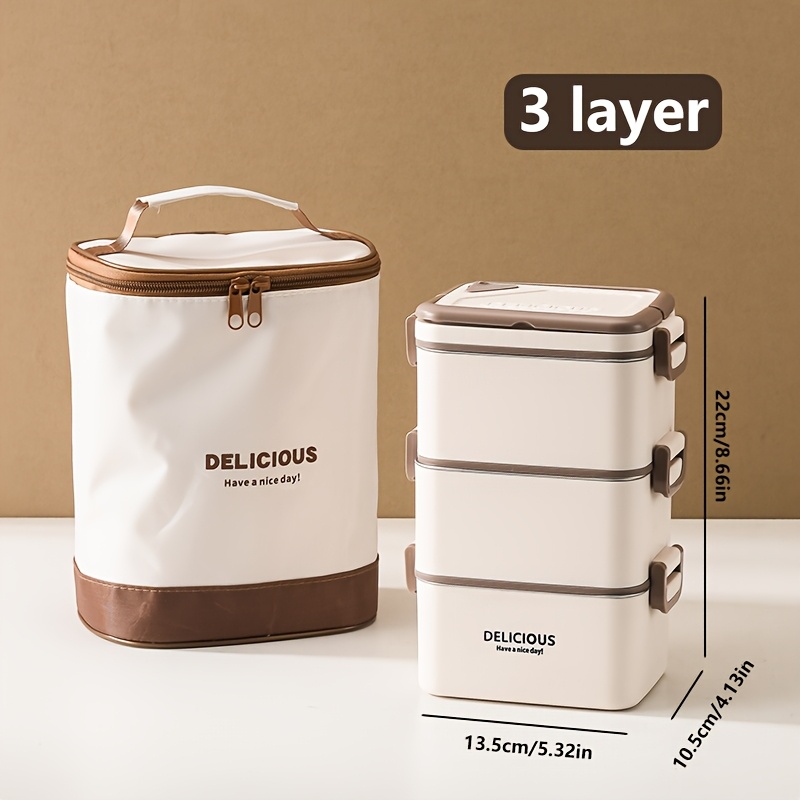 TEMU Set Porta a 2 / Set Porta a 3 / Set Porta a 4 in Acciaio con Scomparti - Porta di Grande Capacit�, con Posate, 2 / 3 / 4 , per Adulti, Impiegati
