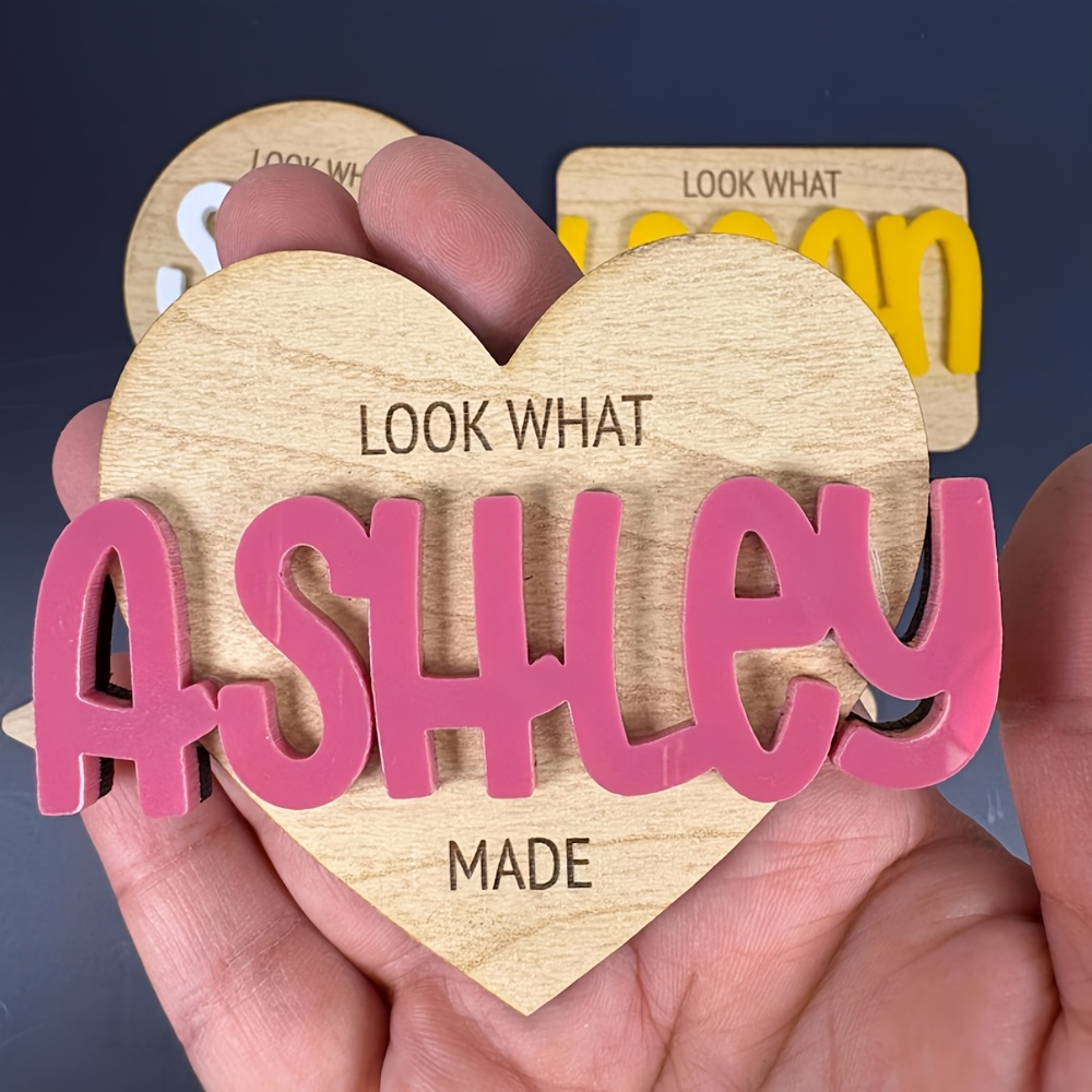 TEMU Personalized Look What I Made Display Magnet Custom Name Fridge Magnet Personalized Look What I Made Gift Name Round Heart Magnet