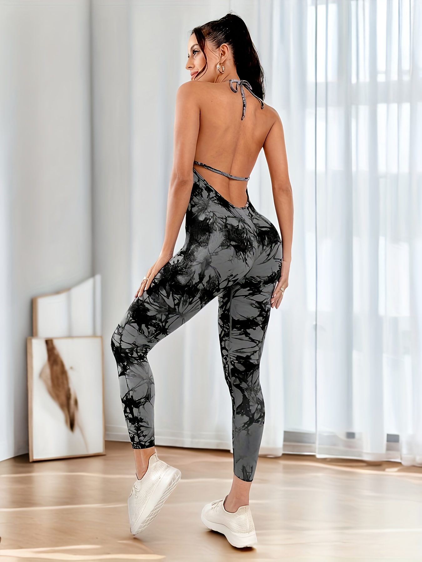 1pc tie dye v neck unitard for women seamless knit fabric, quick dry breathable polyamide 90%, elastane 10%, fashionable all season activewear bodysuit