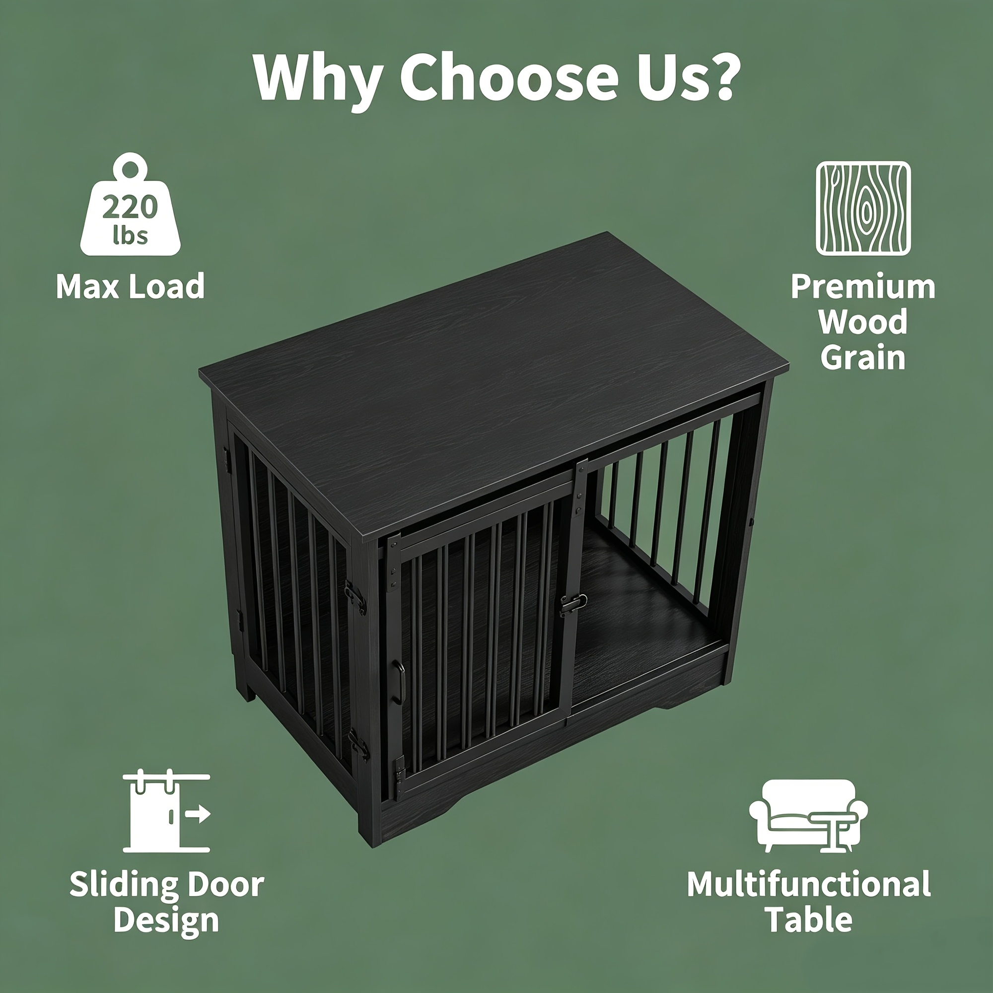 TEMU Small Dog Crate Furniture, Sliding Double-door Furniture-style Crate, Tackles The Problem Of Puppies Chewing, Prevents Dogs From Escaping, Home