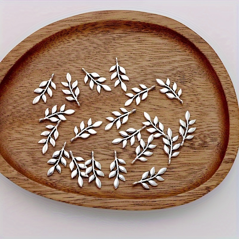 

20pcs Silver Plated Zinc Alloy Leaf Charms For Diy Bracelet, Necklace, And Earrings Jewelry Making