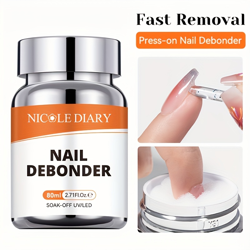 TEMU Diary 80ml Instant Nail Glue Remover Liquid Suitable For Press On Nails, False Nail Tips & Sponge Glue Removal, Quick Debonder Solution, No Formula For Skin, Nail Care Tool For - Use (no)