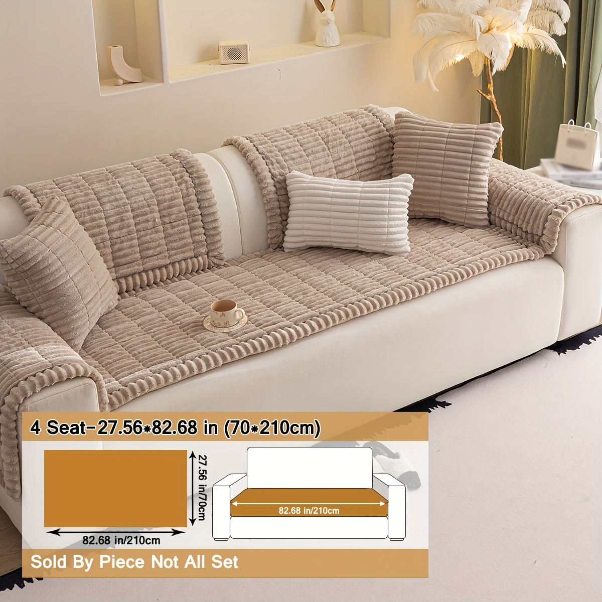 TEMU 1pc Bohemian Velvet Sofa Cushion - Machine Washable Pet-friendly Sofa Cover, Non-slip Seat Pad, Fits 1/2/3/4-seater Couches, Living Room