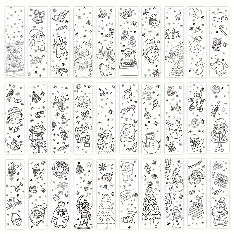 Image of 32pcs Christmas Cartoon Bookmarks, Minimalist Line , Unique And Exquisite Diy Decorative Page Markers – Perfect Gift For Students, Teachers, Book Lovers, Ideal Reading Reward