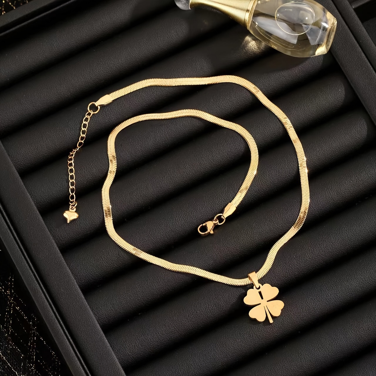 4pcs Set Jewelry Four Leaf Clover Necklace Bracelet Earrings