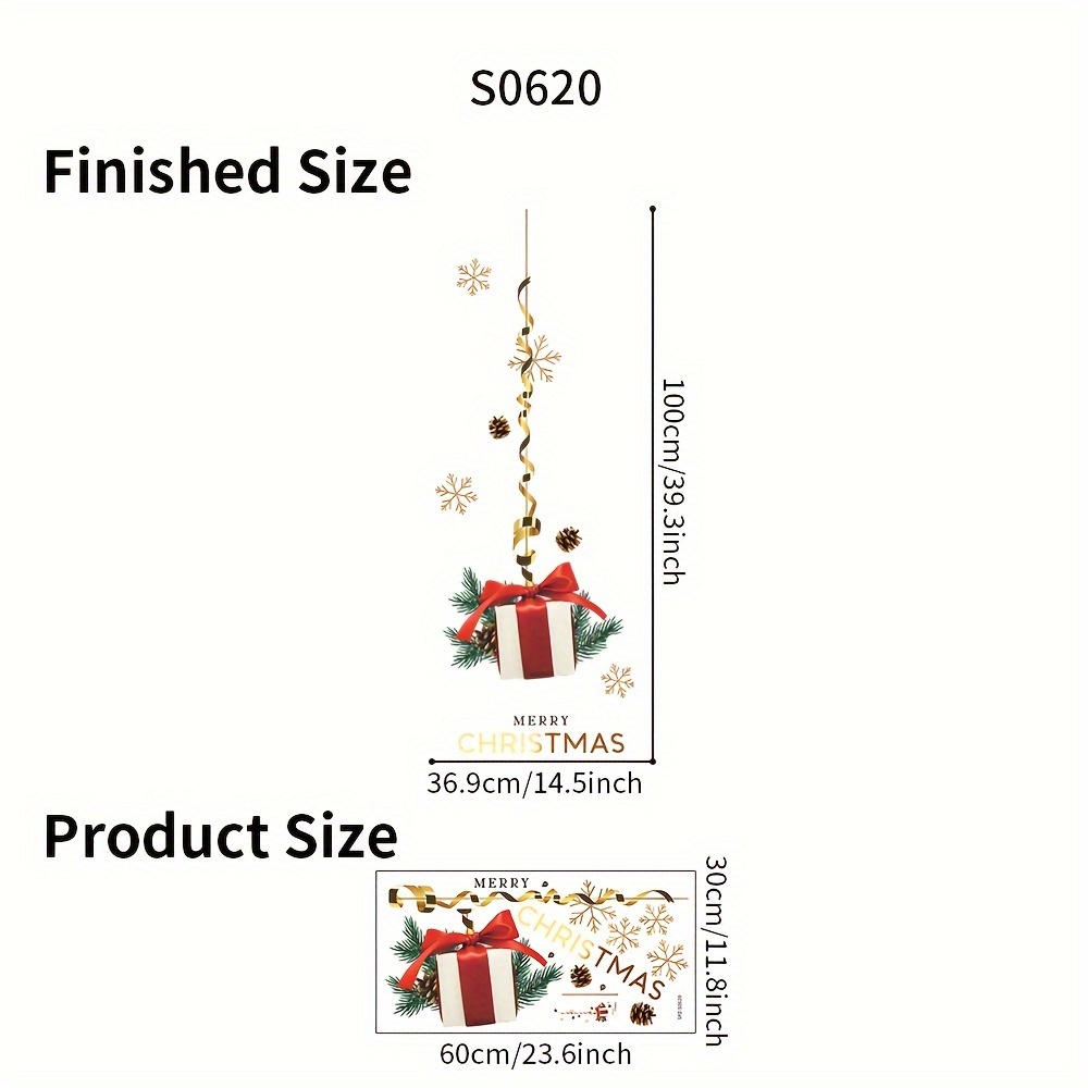 Image of 1pc Christmas Decoration Sticker Wall Sticker Creative Christmas Gift Pattern Living Room Bedroom Bathroom Sticker Waterproof Self-adhesive Removable Pvc Decorative Sticker