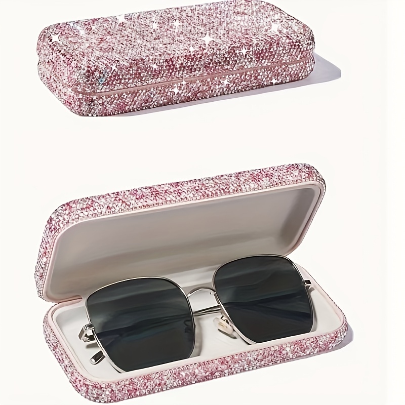 

Sparkling Eyeglass Case For Car, Abs Material, Portable Glasses Organizer With Velvet Lining, Stylish Auto Interior Accessory