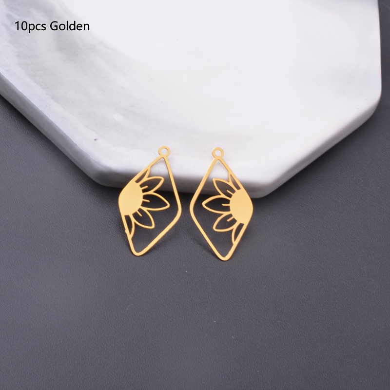 10pcs Brass Painted Geometric Sun Charms Thin Jewelry Accessories For Bags, Necklaces, And Earrings Decorations