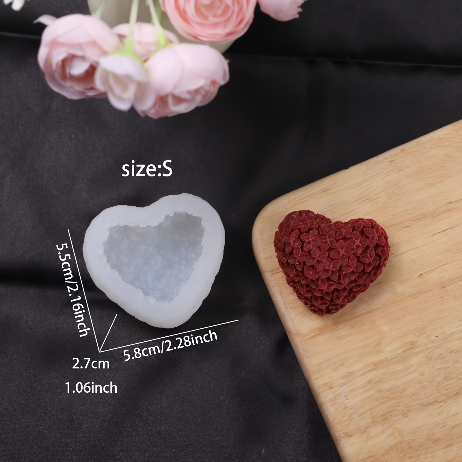 TEMU Valentijnsdag Liefdeshart Siliconen Mal voor DIY Zeep, Aromatherapie Kaarsen, Klei & Knutselwerk - Duurzaam Knutselgereedschap
