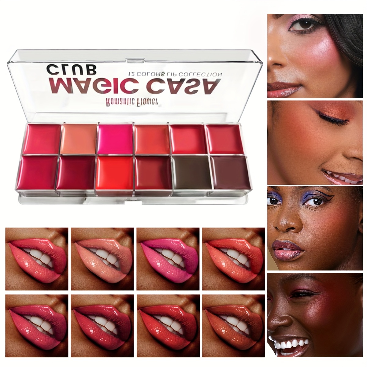 TEMU Lip Palette 12 Colors High-pigmented Lipstick Set Whit Brush, Long-lasting Lip Color Pallet With Lip Brush For Makeup Artists, Valentine's Day Gift For Her