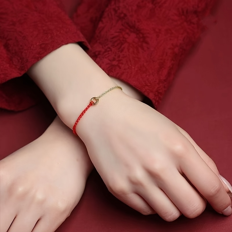 

1pc Elegant Red String Bracelet With Charm, Unisex Simple , Adjustable Hand-woven Rope For , Good Luck For All