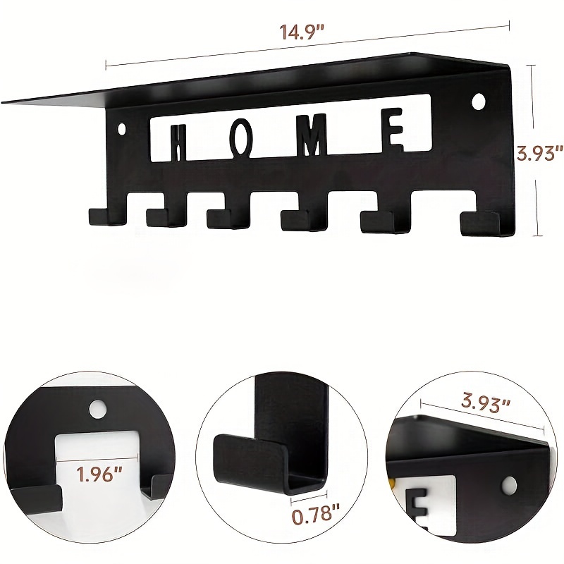 Clothing Key Wall Mounted With Rack, Black Wall Hook With Rack For Entrance Wall, Hanging Rack With 6 Hooks, Installing Hanger Hook Rack For Hanging Jackets, Jackets, Keys, Wallets, And Hats