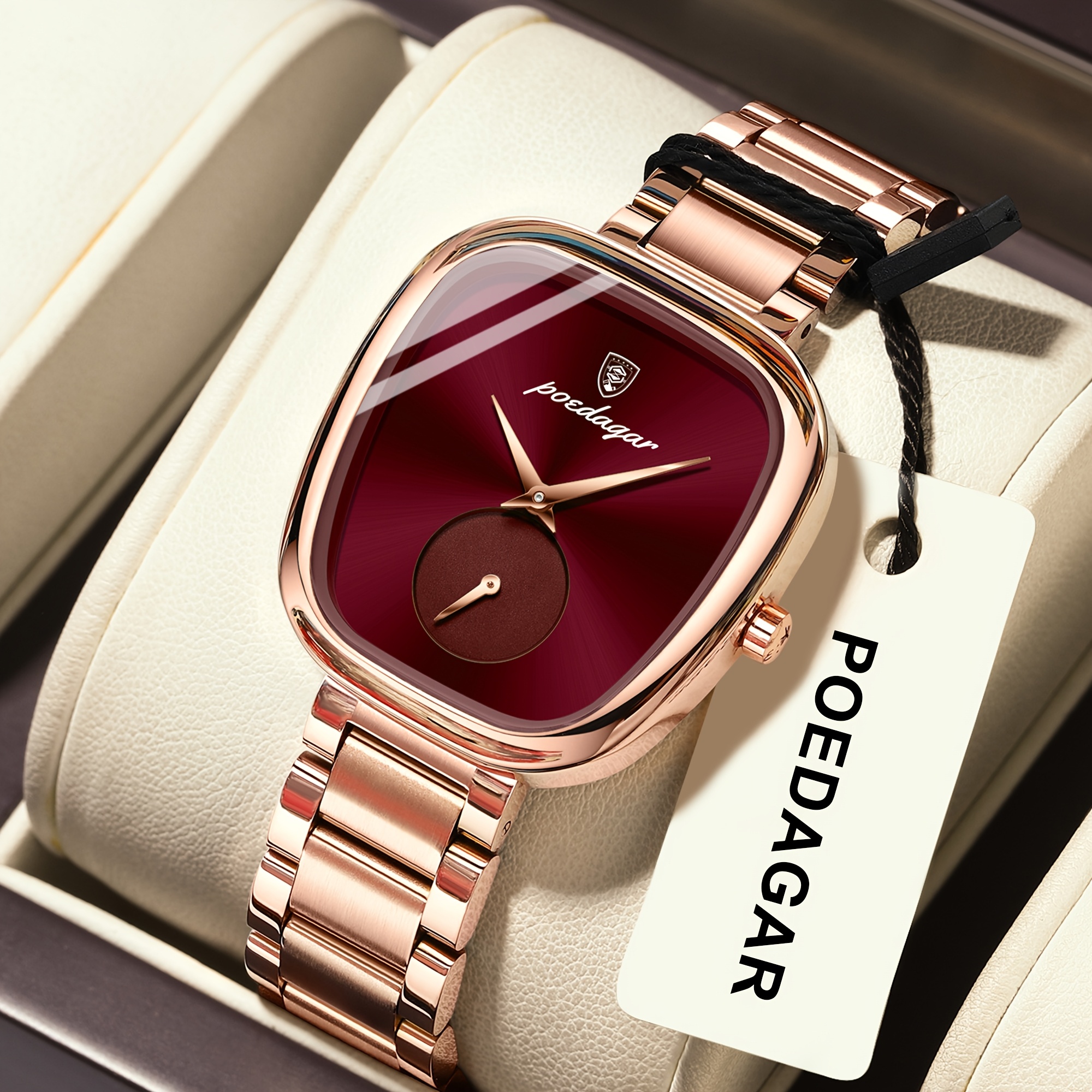 Poedagar Minimalist Women Watch Sub-dial Women Wristwatch Vacation Elegant Quartz Watch For Ladies
