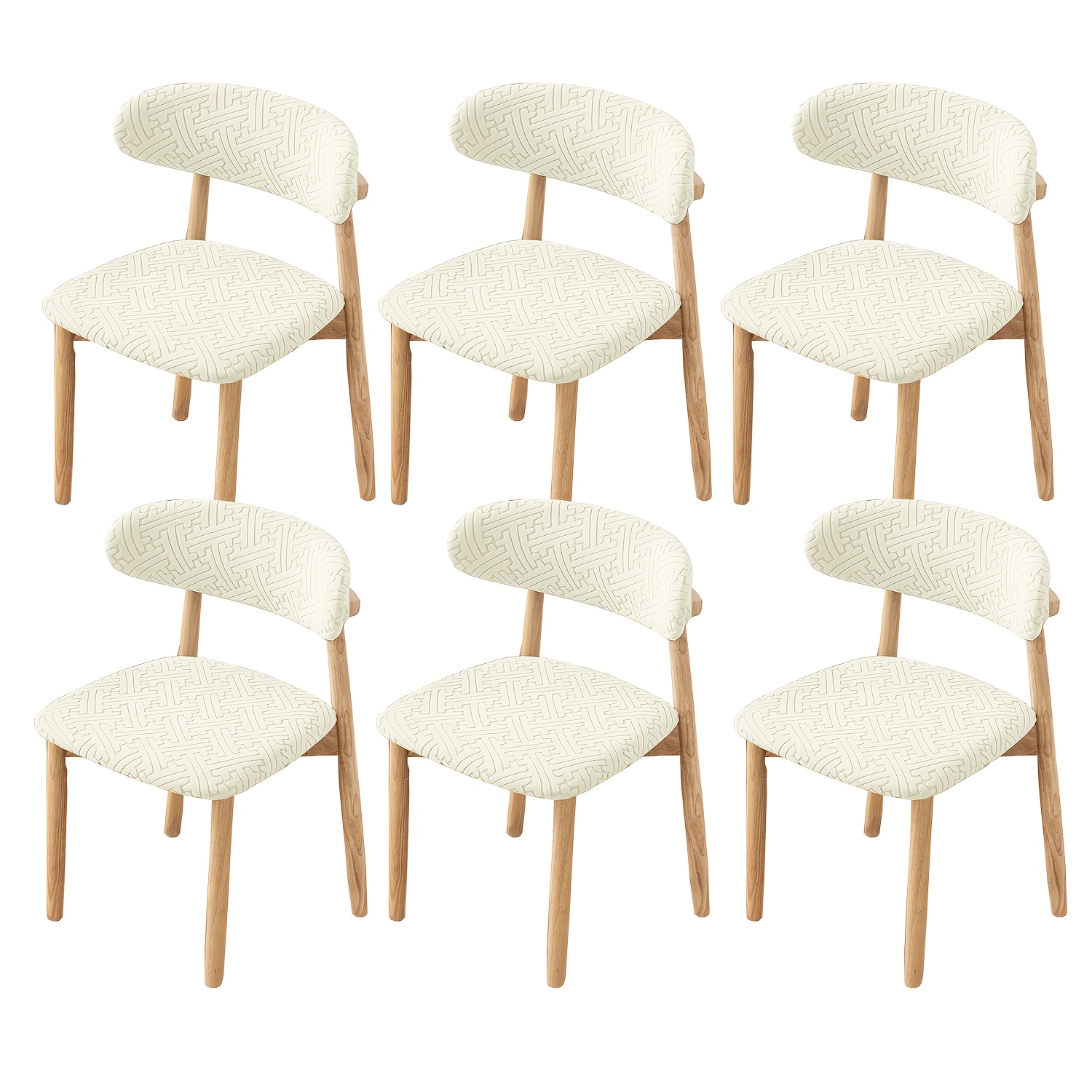 TEMU 4/6 Ensembles de Housses de Chaise en Bois d', Housses de Chaise de Salle à Manger Divisées avec de C, Housses de Tabouret Courbes en Bois ,