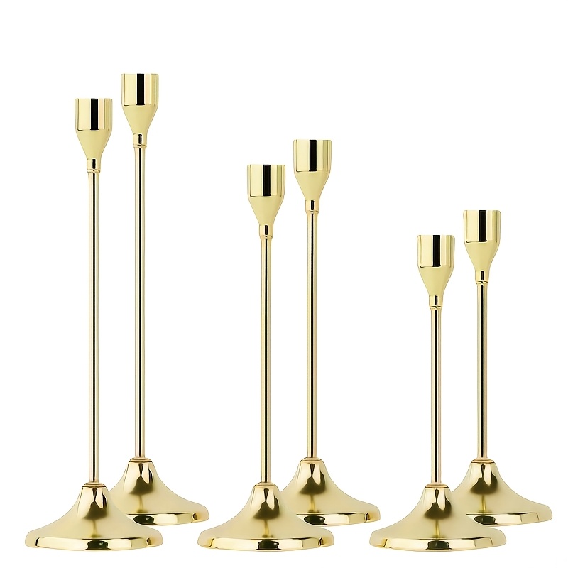 Image of A Set Of 6 Minimalist Metal Cone Candle Holders, Perfect For Romantic European-style Candlelight Dinners And Wedding Decorations. Ideal For Room Decor And Home Embellishments, Christmas, Halloween