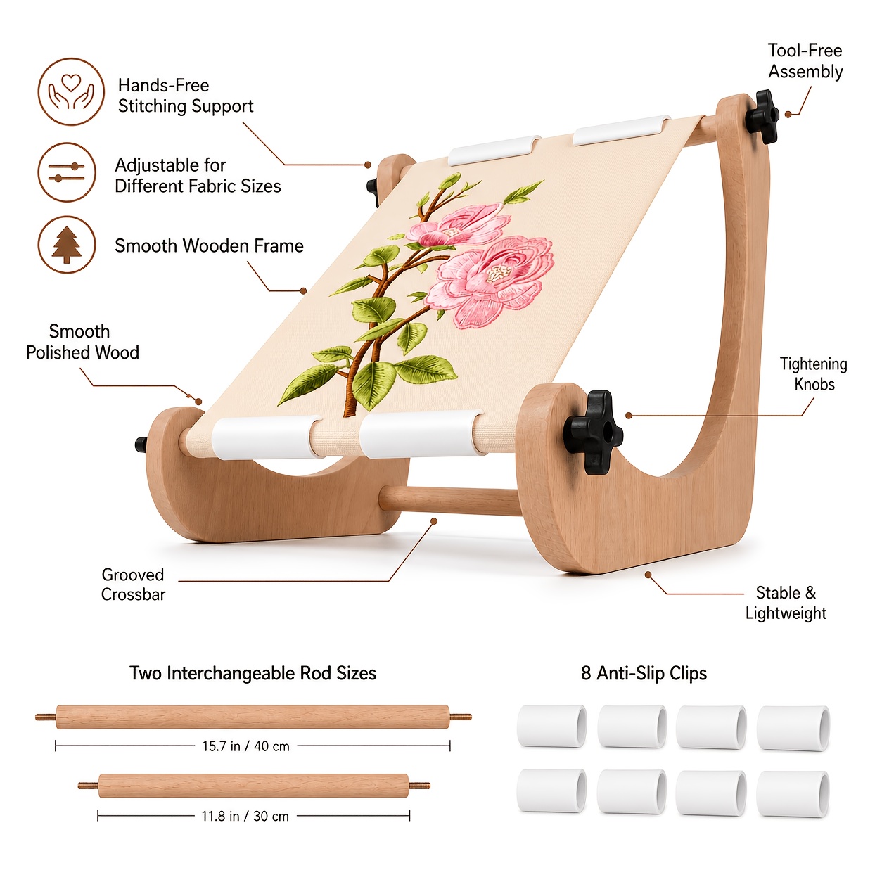 Adjustable Wooden Embroidery Table Stand