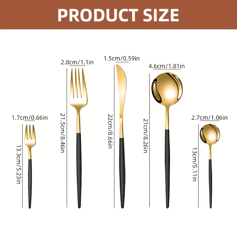 24 30pcs portuguese stainless steel cutlery set 6 person high end   polished tableware with steak knife salad fork dessert spoon dishwasher safe rust resistant suitable for   party recommended christmas gift black golden tableware set Product details 1