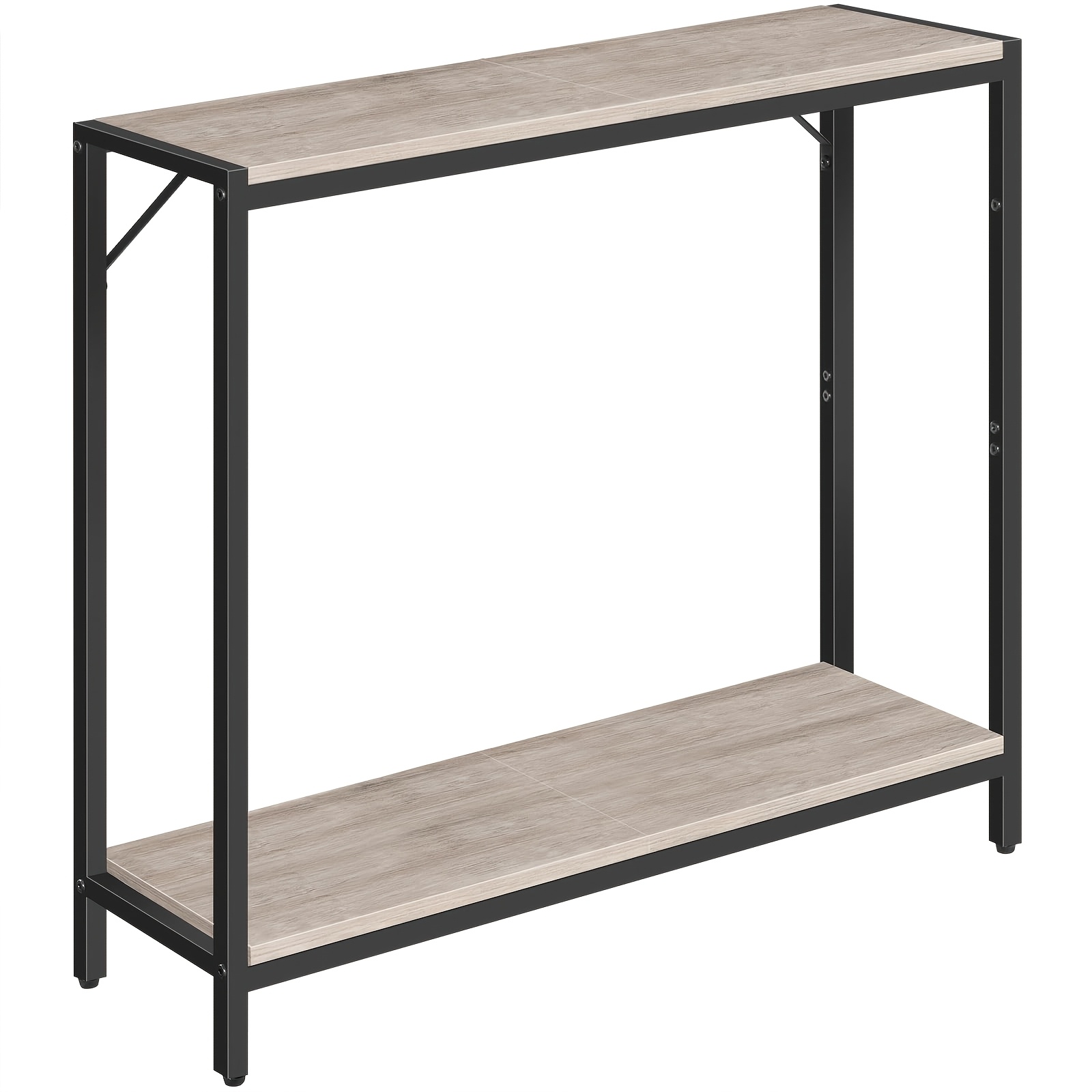 Modern Industrial Double-layer Console Table With Wood & Metal Frame - Space- Sofa , Wood Tabletop, Sturdy Entryway Hall Table Suitable For Living Room, Office, (gray-brown)