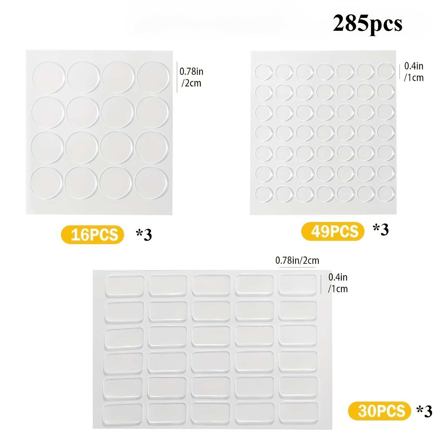 TEMU 285/570pcs Mini Double-sided Adhesive Sticker Set, Transparent And Trace-free, Strong And No-drill, Reusable Transparent Nano Adhesive Pads,