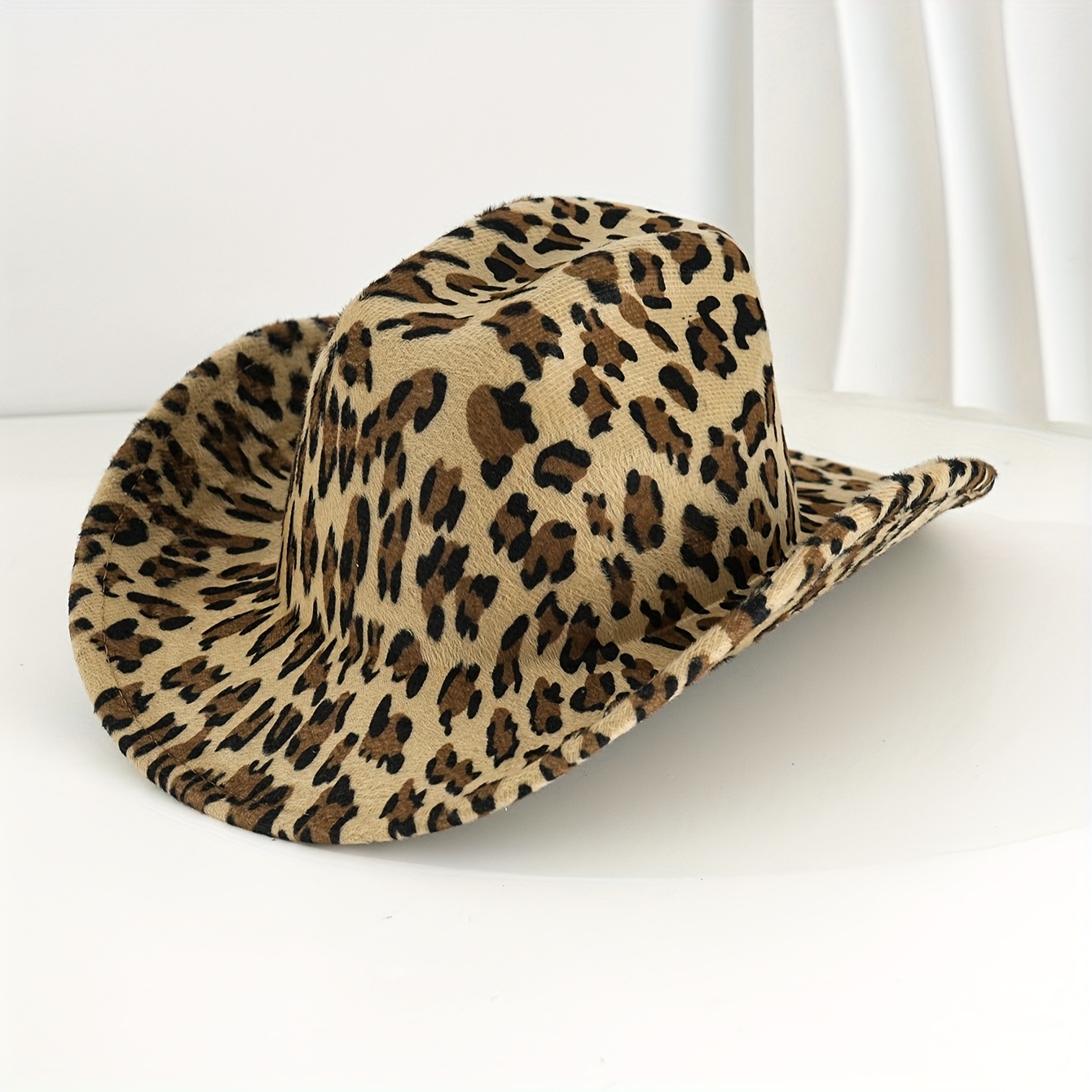 1pc unique cow skull leopard print wide brim felt hat - Temu  display picture 1