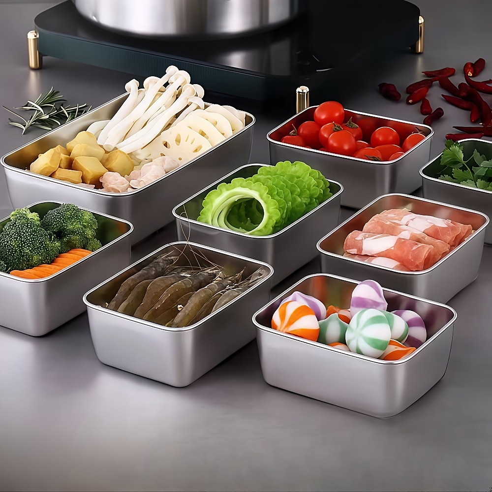 8個セット】ステンレス製 収納容器 積み重ね可能 密閉蓋付き 電子