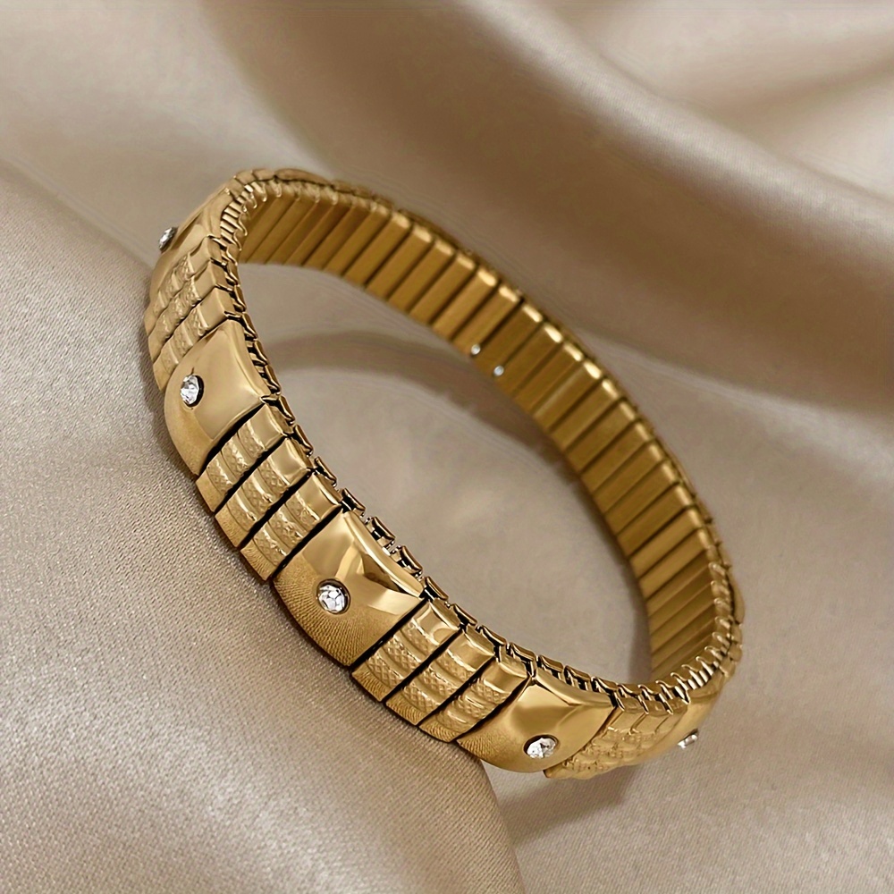 Rhinestone Embedded Spring Bracelet for Men and Women