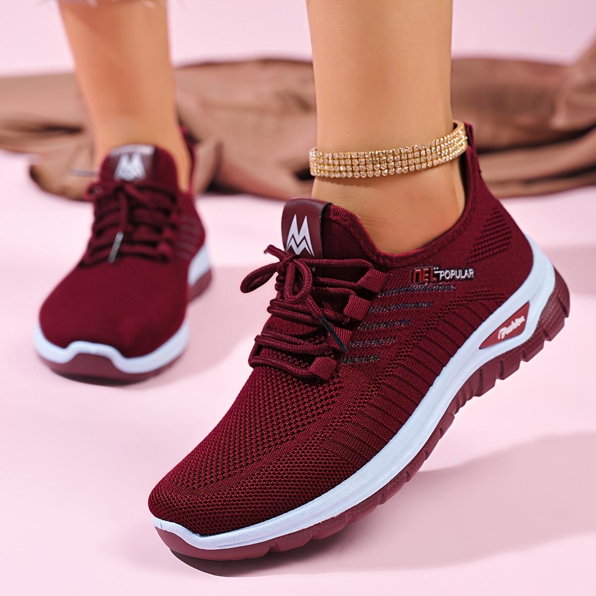 women's breathable knit sneakers lightweight comfortable Temu Oman