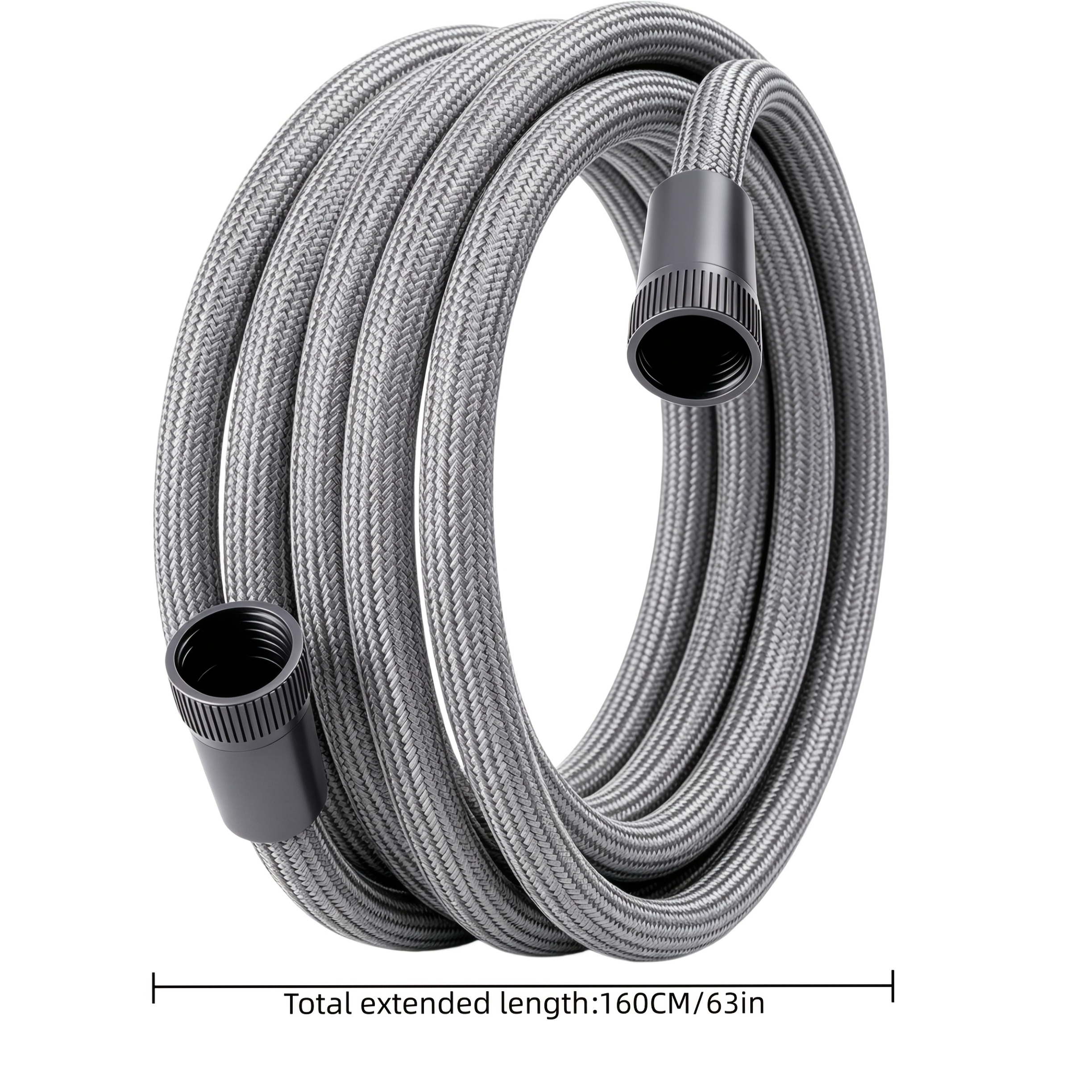 Image of Rainco Gorege Nylon Braided Shower Hose 63in, Extra Long Flexible Hose With Abs Connectors, Leak Proof High Pressure Anti-burst For Hotel Home Bathroom Upgrade