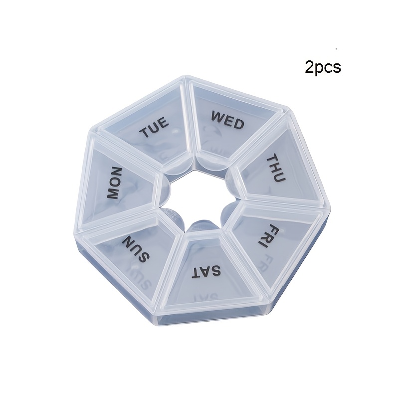 Weekly 7-Day Round Seven-Compartment Portable Pill Organizer