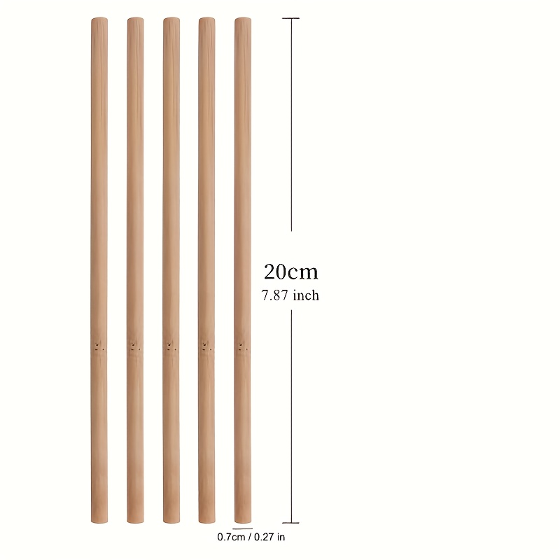 8pcs 20cm Reusable Natural Bamboo Straws - 7mm Outer Diameter Drinking Straws