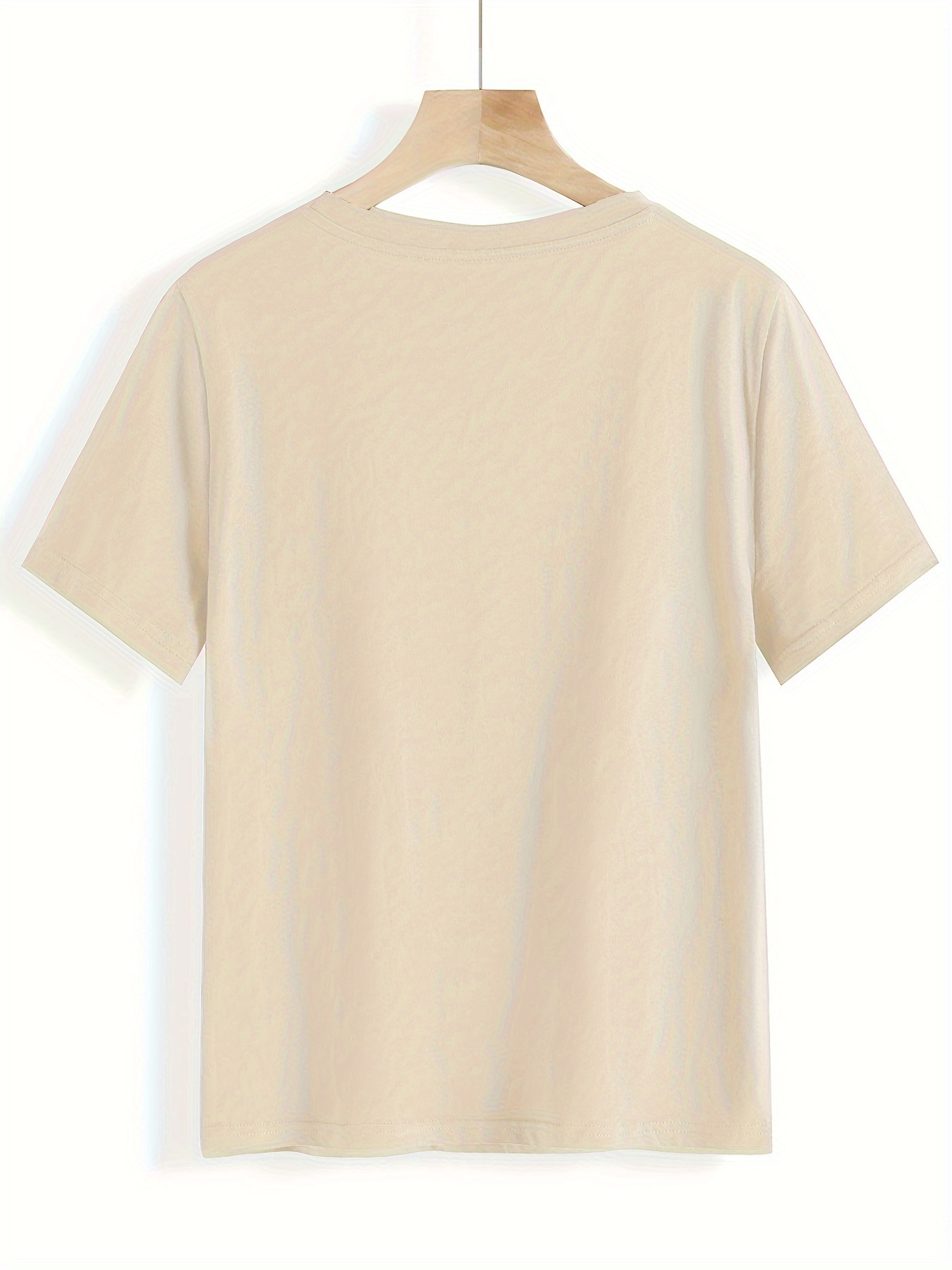 Plus Size Solid Simple Crew Neck T-Shirt, Casual Short Sleeve Top For Spring & Summer, Women's Plus Size Clothing