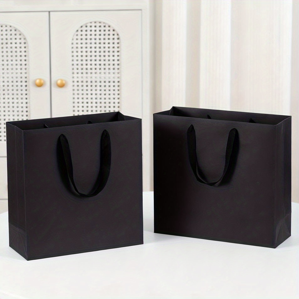 TEMU Gift For Her/him 2pcs Extra Large Black Gift Bag Set, Reusable Thickened Paper Gift Bag Combo With Reinforced T- Handles, Ideal For Weddings,