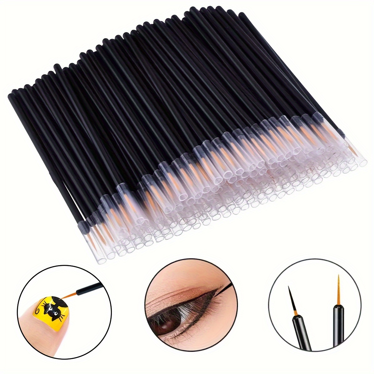 

50 Pcs Disposable Eyeliner Brush Wand, Polyester Eyeliner Applicator Makeup Tools For Eyeliner, No Scent, Abs Plastic Handle