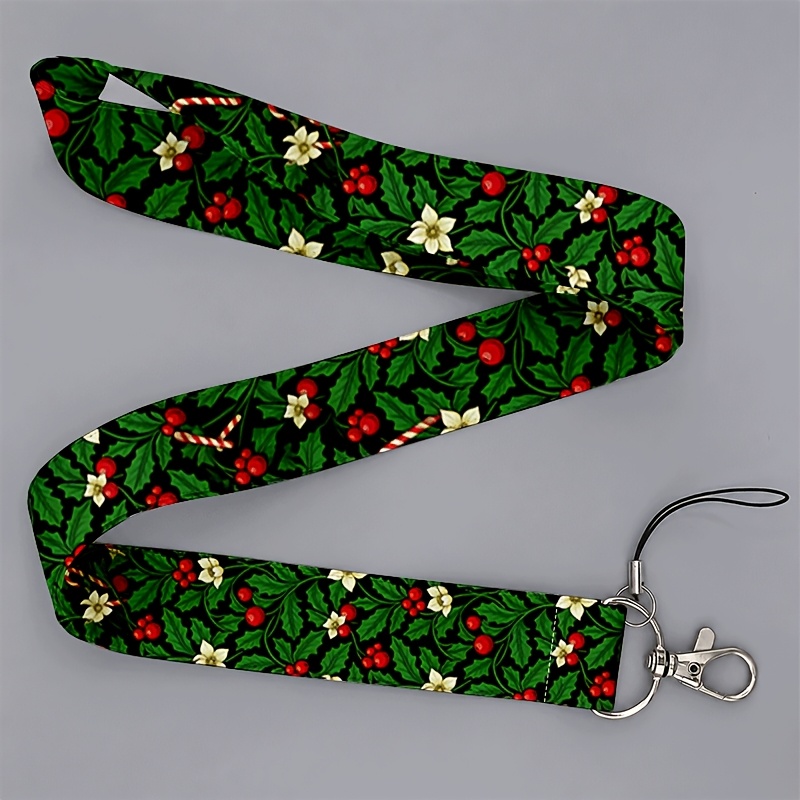 TEMU 2D 1 Stijl Unisex Kerst Hulstbes & Zuurtjesstokje Keycord met ID-houder & Telefoonkoord - Geschikt voor Studenten, Kantoorpersoneel, ID-passen,