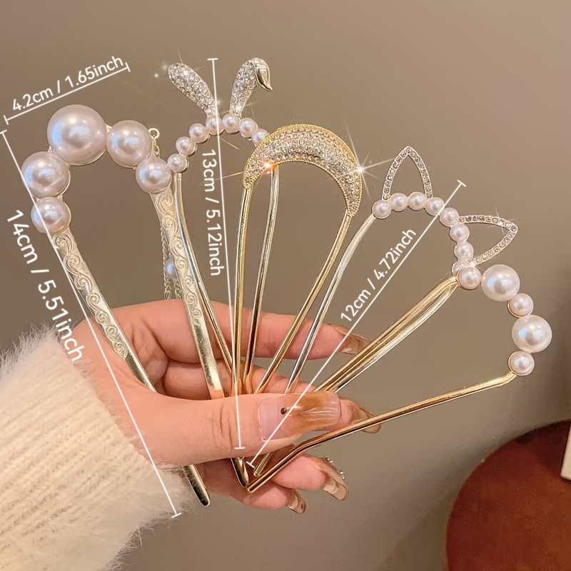 10pcs elegant alloy hair accessories moon   flower hairpins u shaped hair clips set   stylish headgear ideal gift for valentines day valentines day gift   motif durable alloy hair accessories Product details 3