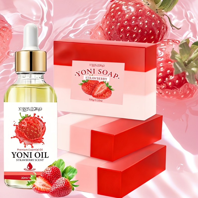 TEMU 4pcs Women's Bath Set With Yoni Oil And Yoni Soap. The Yoni Bath Set Is Used To Balance, Remove Odors, , Soap, And Bath Products