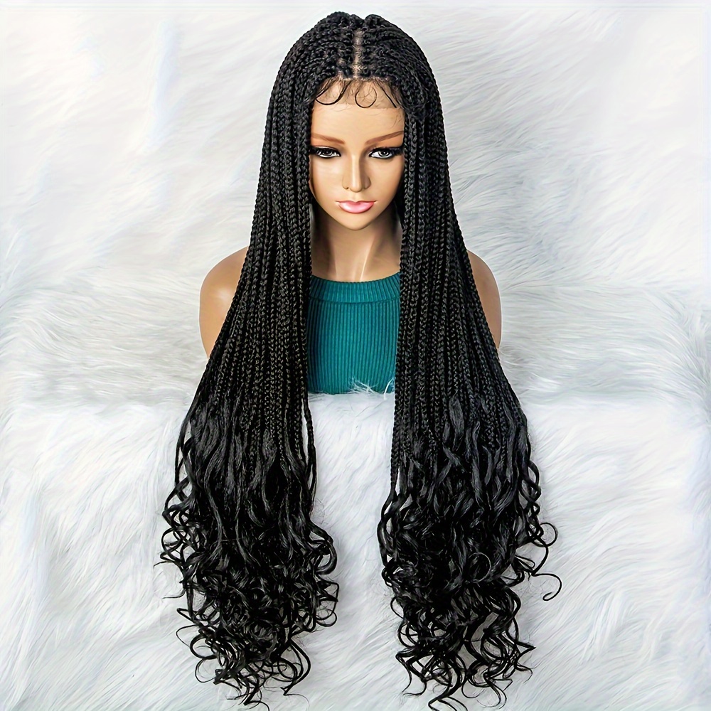 Synthetic 36 Boho Knotless Braided Wigs For Women Bohemian Curly Braided  Lace Wigs Box Braid Wig Black Goddess Braids Lace Wig