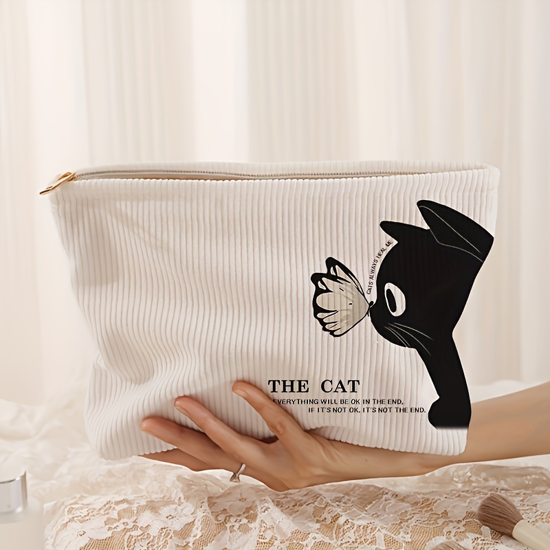 & Corduroy Makeup Bag - Lightweight, Multi-functional Cosmetic Pouch With Inner For
