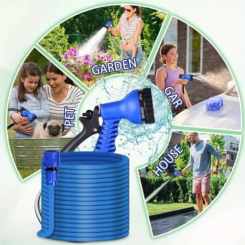 1pc 200 feet garden hose with spray nozzle multi purpose irrigation watering equipment suitable for